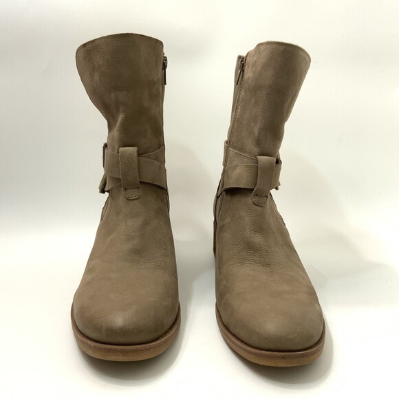 Korks Boots Women Size 9M Tan Double Harness Stacked Block Heel Comfort - Picture 4 of 12